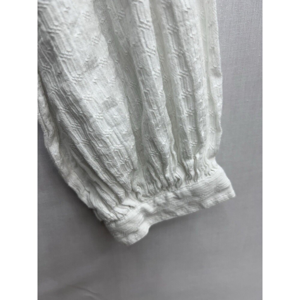Anthropologie Pilcro Andie Ribbed Henley Balloon Sleeve White Medium Women’s - Picture 4 of 9